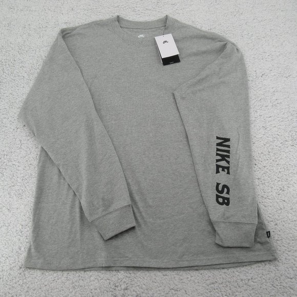 Nike SB Skate Long Sleeve Shirt Mens Size Medium Grey Heather NEW - Picture 2 of 9
